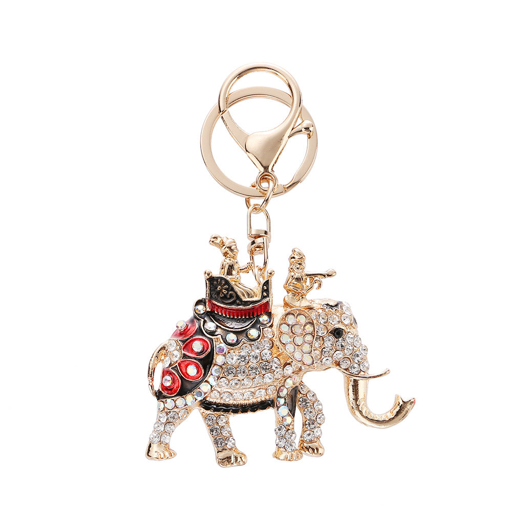 Luxury Crystal Elephant Bag Charm & Key Ring for Good Luck