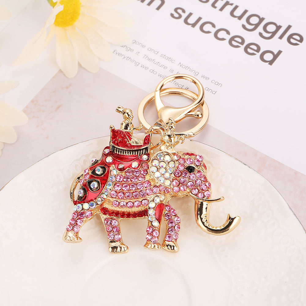Luxury Crystal Elephant Bag Charm & Key Ring for Good Luck