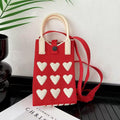 Stylish Knitted Heart Design Mini Sling Bag for Women & Girls