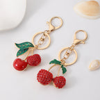 Red Cherry Rhinestone Keychain