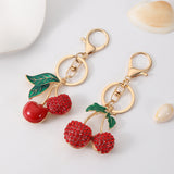 Red Cherry Rhinestone Keychain