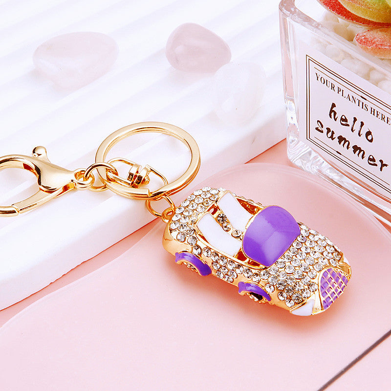 Cute Mini Car Rhinestone Keychain
