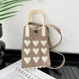 Stylish Knitted Heart Design Mini Sling Bag for Women & Girls