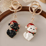 Christmas Cat Charm Key Ring & Bag Accessory
