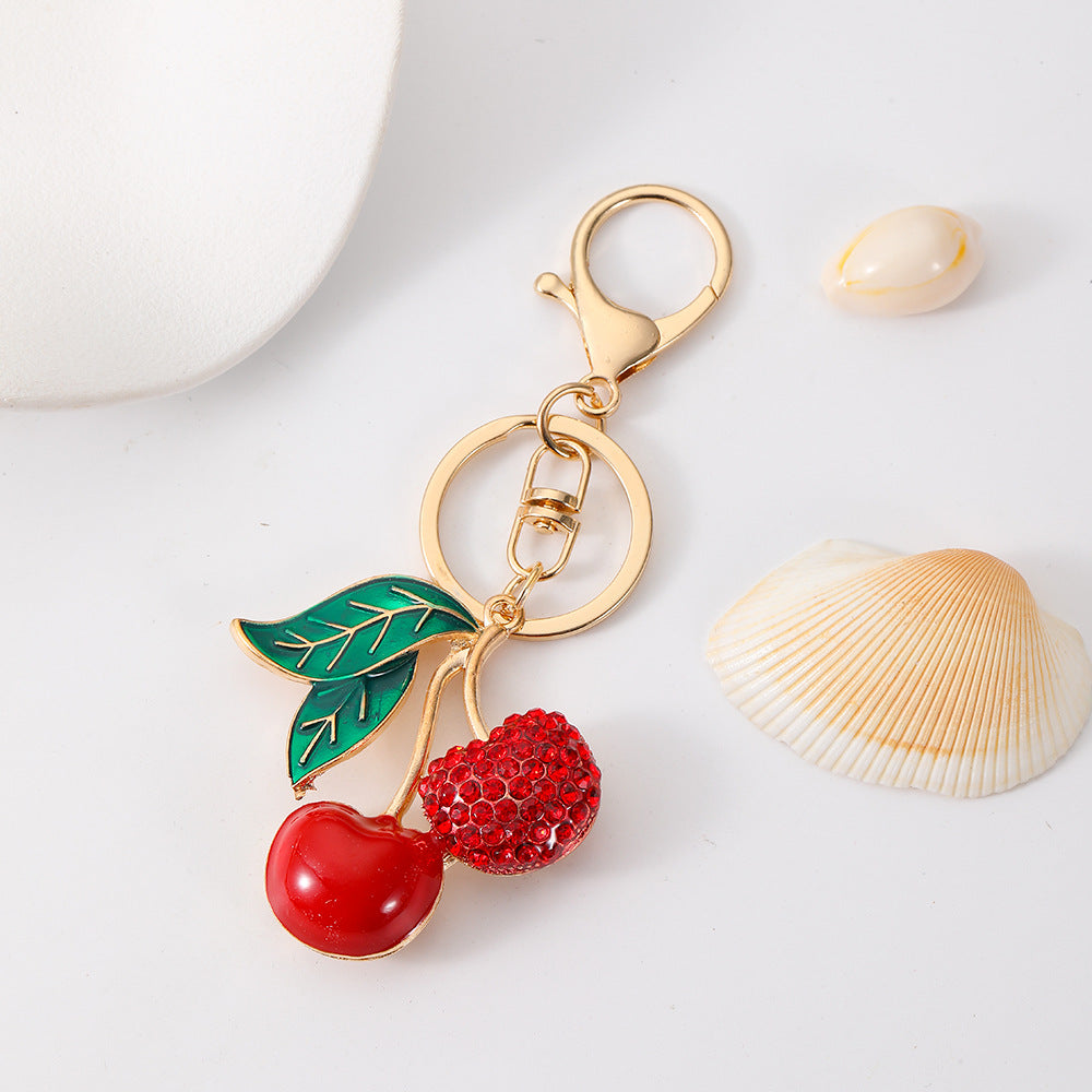 Red Cherry Rhinestone Keychain