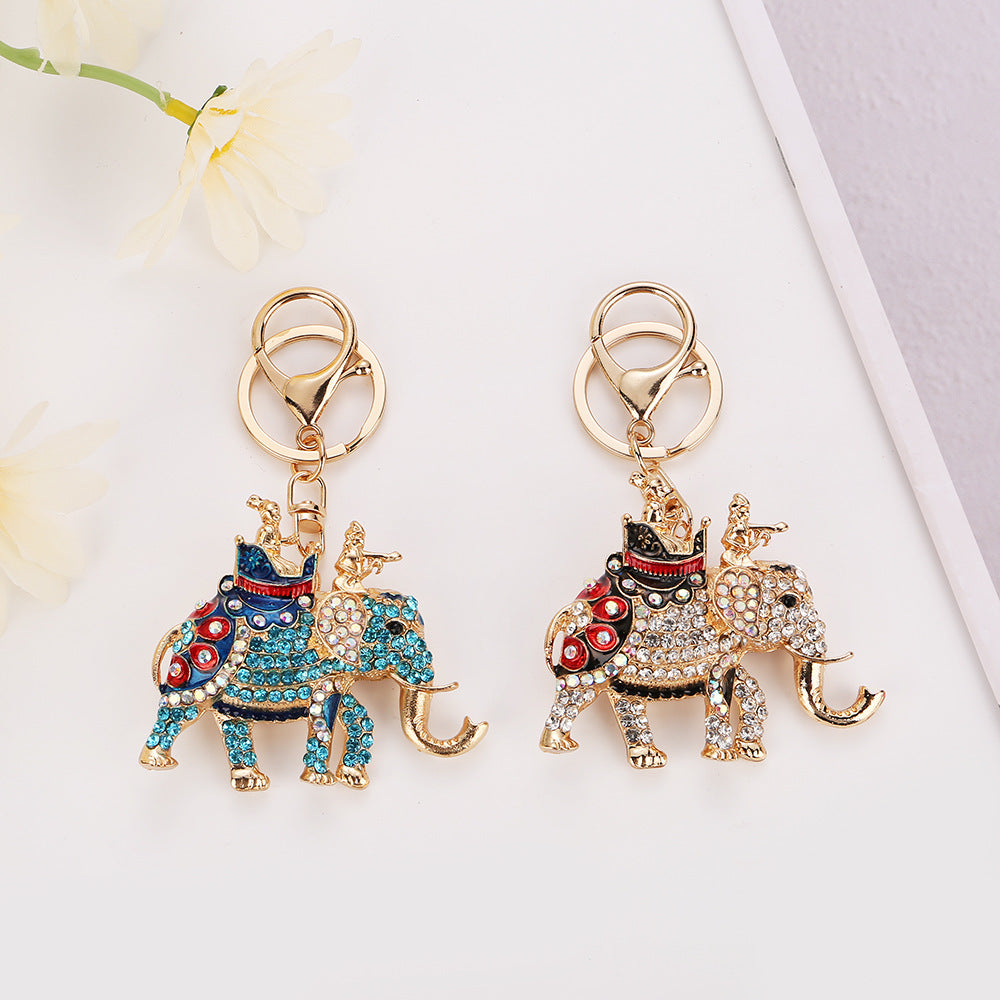 Luxury Crystal Elephant Bag Charm & Key Ring for Good Luck