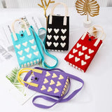 Stylish Knitted Heart Design Mini Sling Bag for Women & Girls