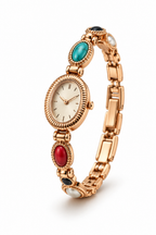 Vintage gold gemstone Bracelet Watch