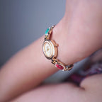 Vintage gold gemstone Bracelet Watch