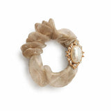 Pearl brooch scrunchie